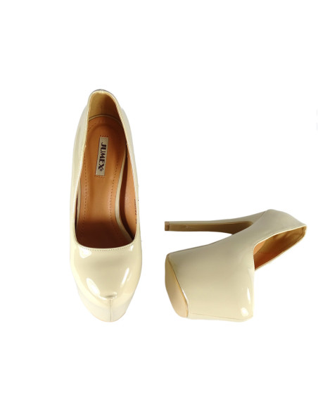 Beige ladies' pins on a high heels platform - 4