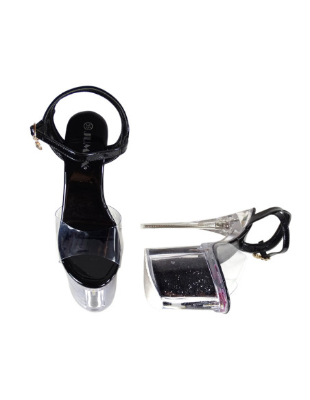 Czarne szpilki szklanki high heels buty erotyczne