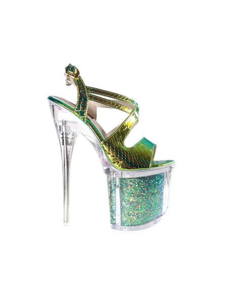 Opalizujące szpilki szklanki buty erotyczne high heels