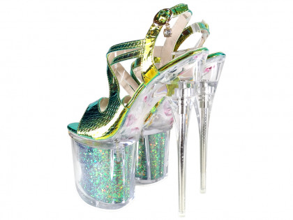 Opalizujące szpilki szklanki buty erotyczne high heels