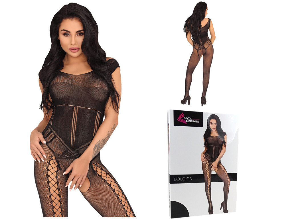Szexi erotikus fehérnemű fekete bodystocking - 4