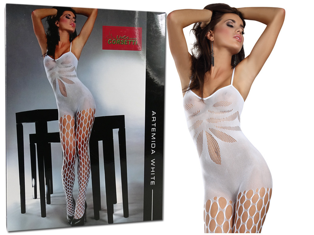 Fehér bodystocking fehérnemű erotikus hálóing - 3