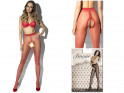 Red women's pantyhose with a shiny crotch hole - 3