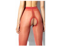Red women's pantyhose with a shiny crotch hole - 6