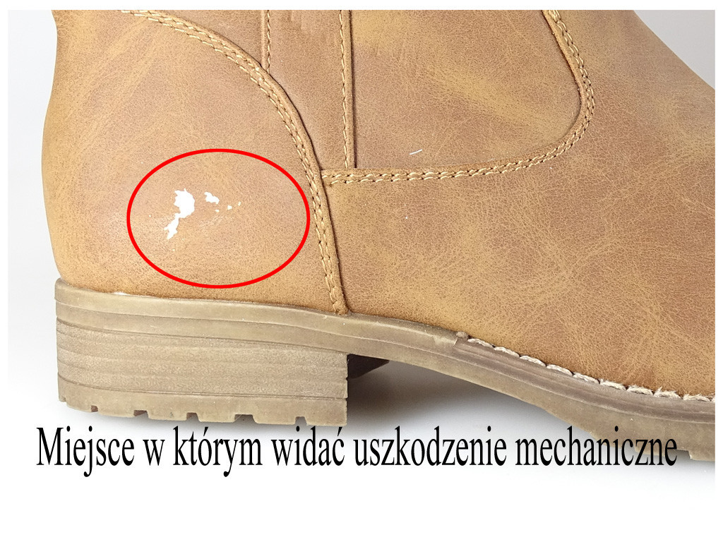 OUTLET lapos női csizma, bézs, öko bőr - 2