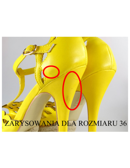 Żółte sandały na szpilce buty na platformie