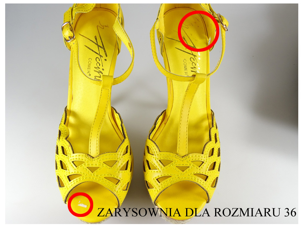 Żółte sandały na szpilce buty na platformie