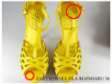 Sortie de sandales jaunes sur une épingle à chaussure sur une plateforme - 5