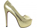 Złote szpilki na platformie duże rozmiary high heels - 1