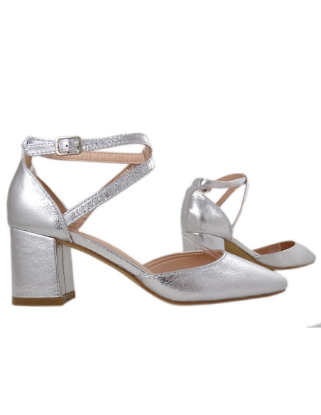 Silver low female shuttles with ankle strap - 3