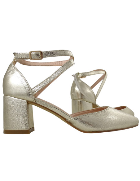 Golden low ankle strapped women's shuttles - 3