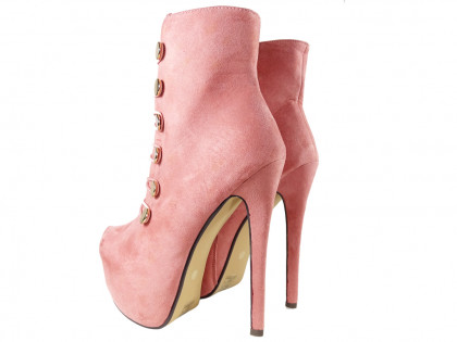 Pink platform suede boots for women - 2