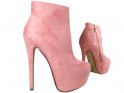 Rózsaszín platform bokacsizma velúr cipő - 3
