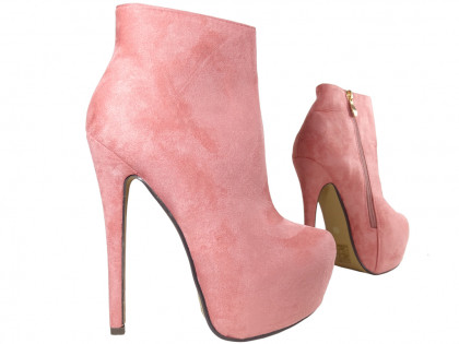 Różowe botki na platformie zamszowe buty - 3