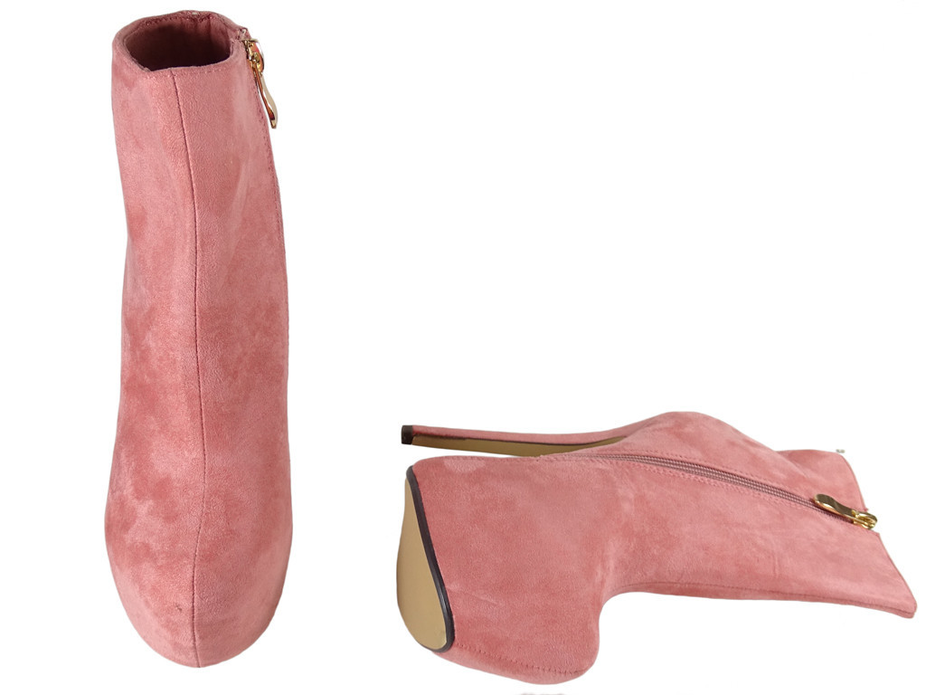 Rosa Stiefel auf dem Plateau Wildlederstiefel - 4