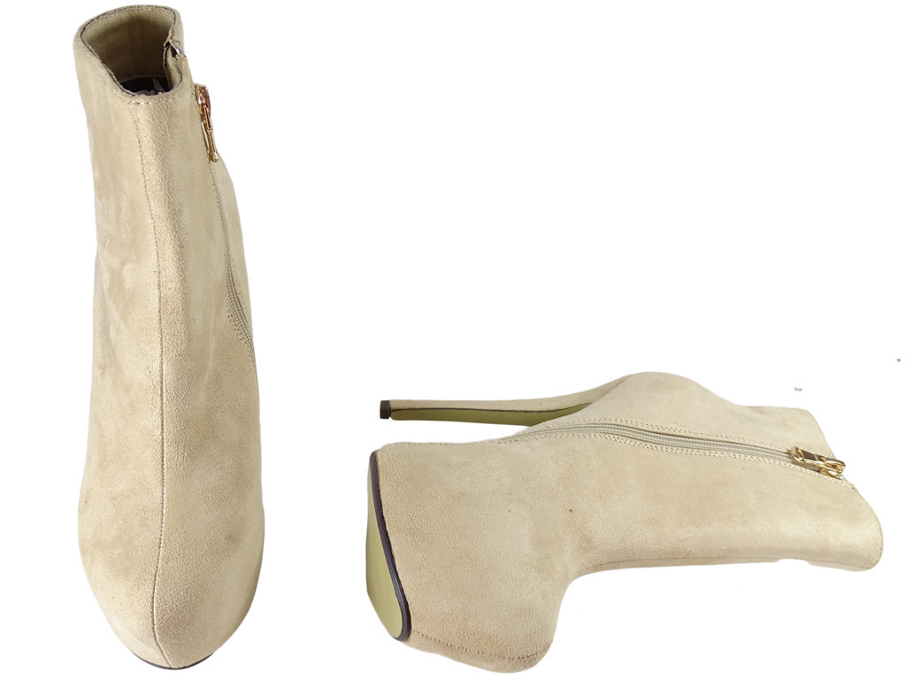 Botine bej cu pantofi de damă din piele de căprioară - 4