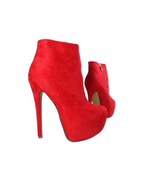Rote Stiefel auf dem Plateau Wildleder-Damenstiefel - 3