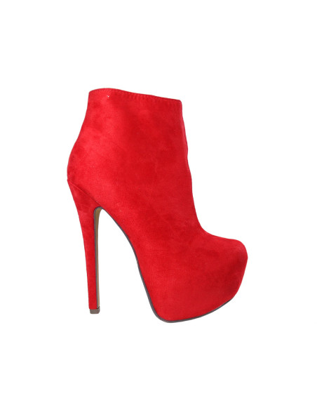 Rote Stiefel auf dem Plateau Wildleder-Damenstiefel - 1