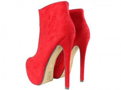 Red boots on the platform suede boots for women - 2