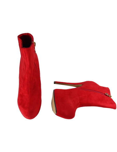 Rote Stiefel auf dem Plateau Wildleder-Damenstiefel - 4