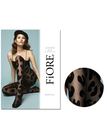 Black patterned pantyhose with 30 den GLAM ROCK - 3