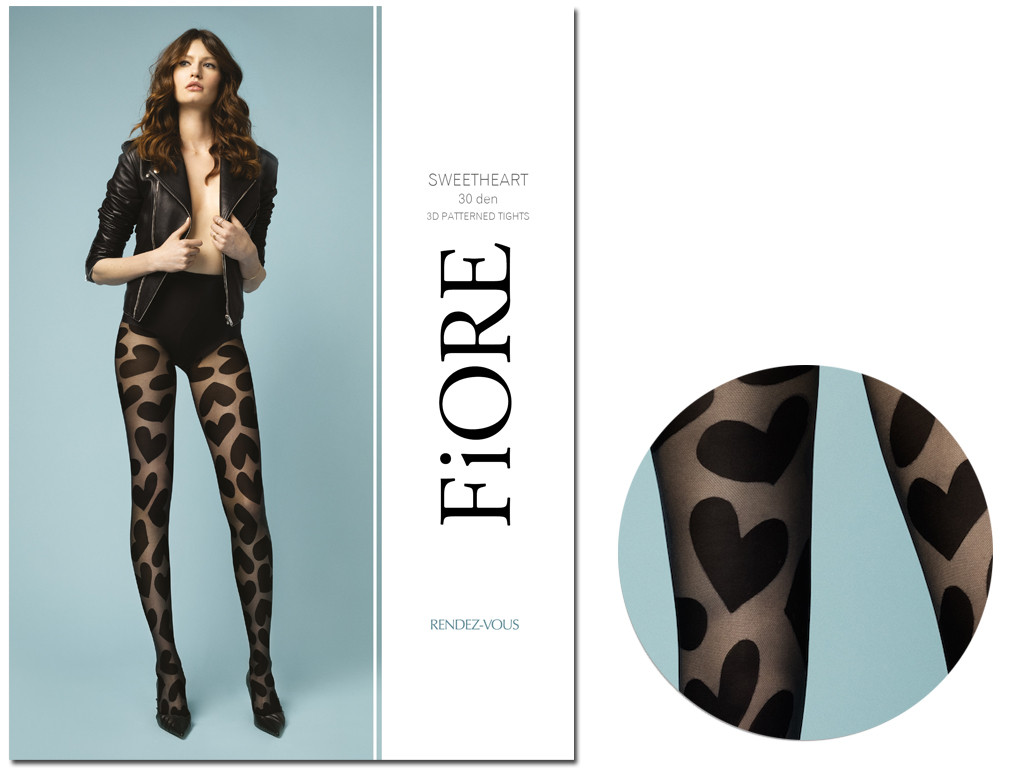 Patterned tights in the heart 30 den SWEETHEART - 3