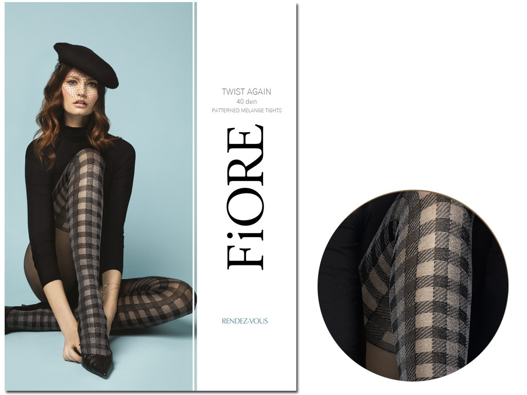 Checkered women's pantyhose with 40den melange - 3