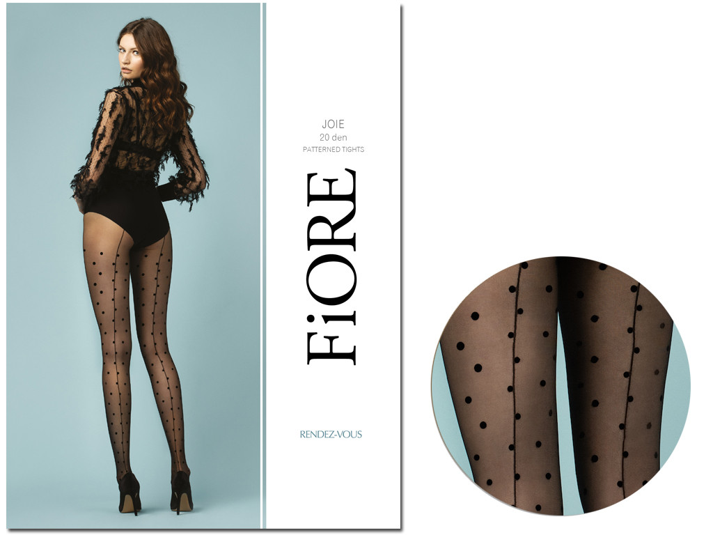 Black dotted tights with 20 bottom stitching - 3