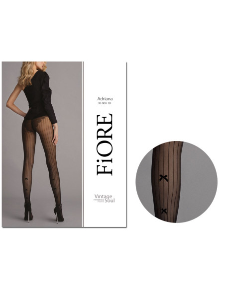 Gestreifte Strumpfhose mit Naht 30 den Fiore - 3
