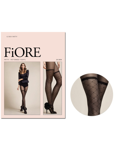 Gemusterte Damenstrumpfhose imitiert Strümpfe - 3