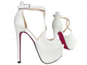 White glitter pins on the platform sandals with a belt - 3