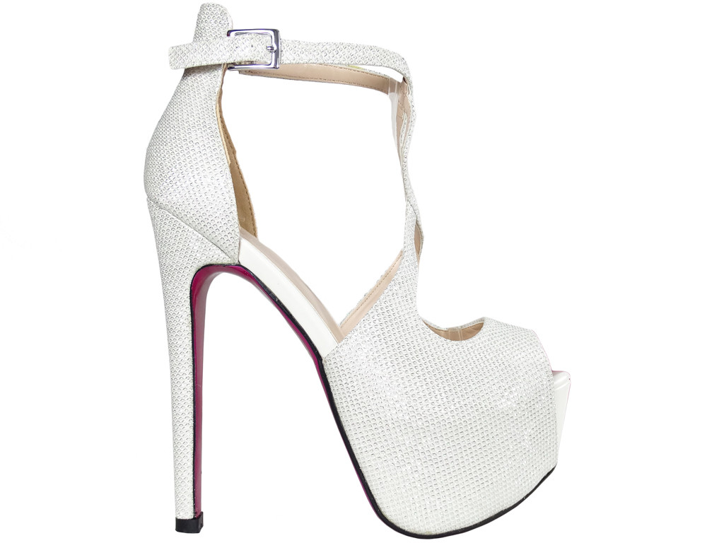 White glitter pins on the platform sandals with a belt - 1