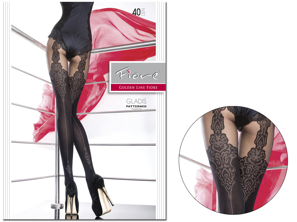 Suture tights imitating patterned stockings 40den - 3