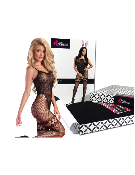 Czarny bodystocking damskie erotyczny kabaretki - 5