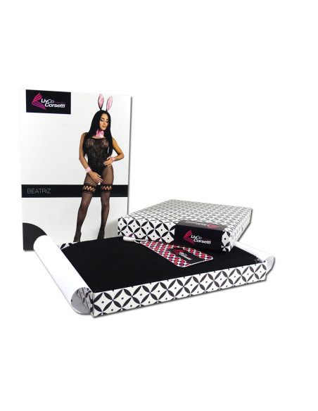 Melns bodystocking dāmas erotiskais kabarē - 6
