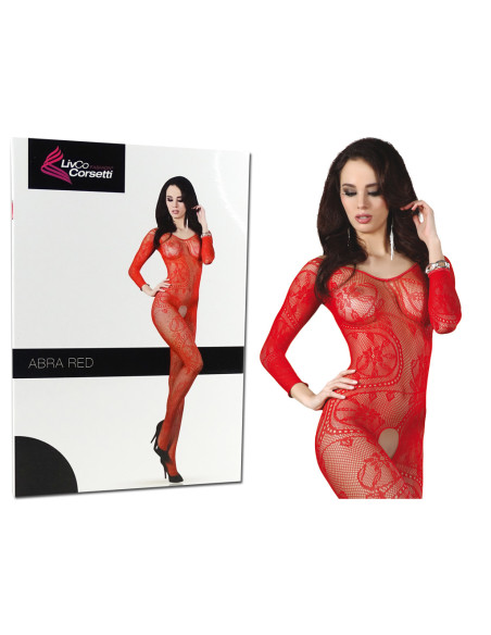 Lenjerie erotică bodystocking roșie pentru femei - 3