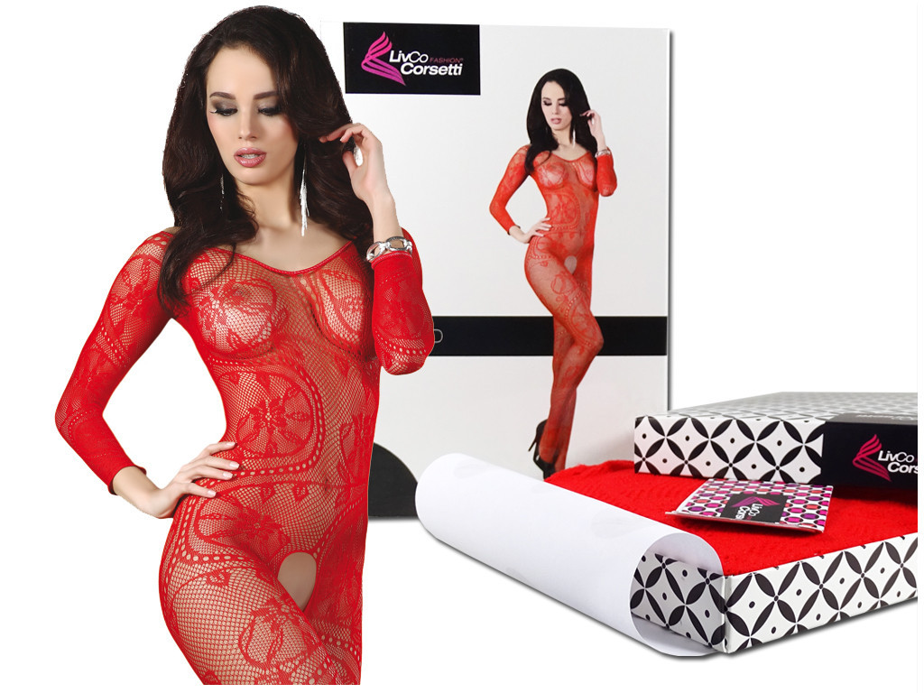 Piros bodystocking erotikus fehérnemű nőknek - 5