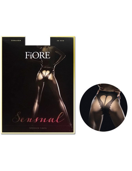 Smooth black pantyhose women's heart on their buttocks - 3