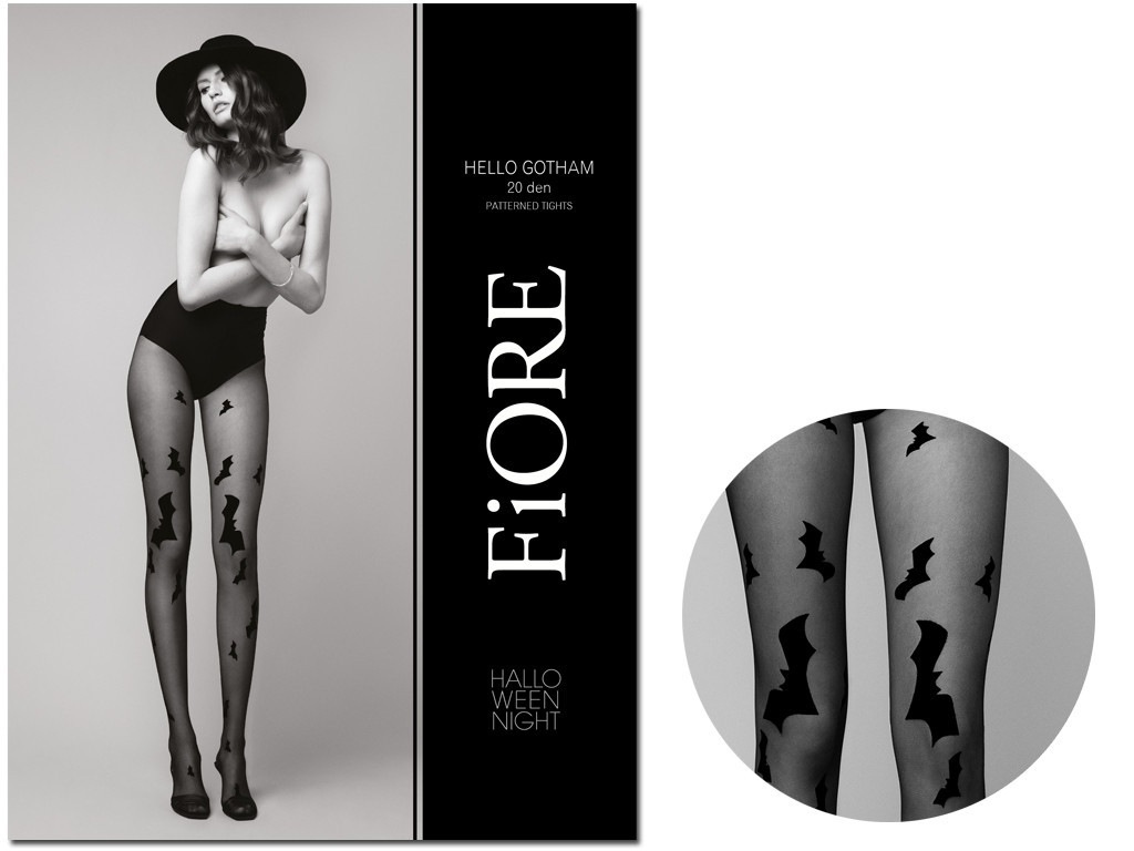 Black Halloween tights in bats - 3