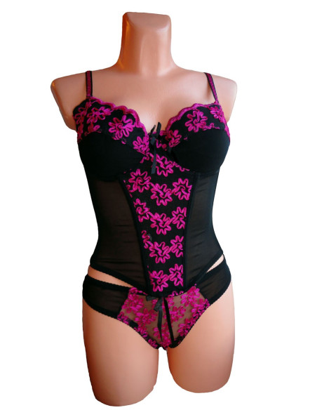 ENSEMBLE CORSET DE LINGERIE LYS NOIR - 1