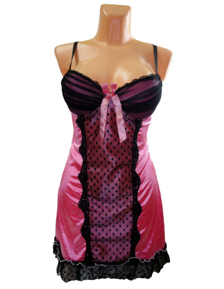 CHEMISE DE NUIT EN SATIN 2 ROSE CLAIR - 1