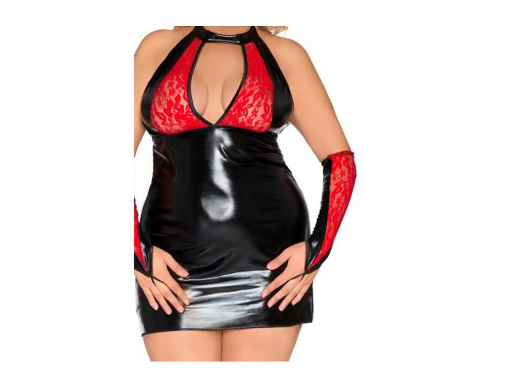 Schwarz und rotes Set großformatige Wetlook-Spitze - 6