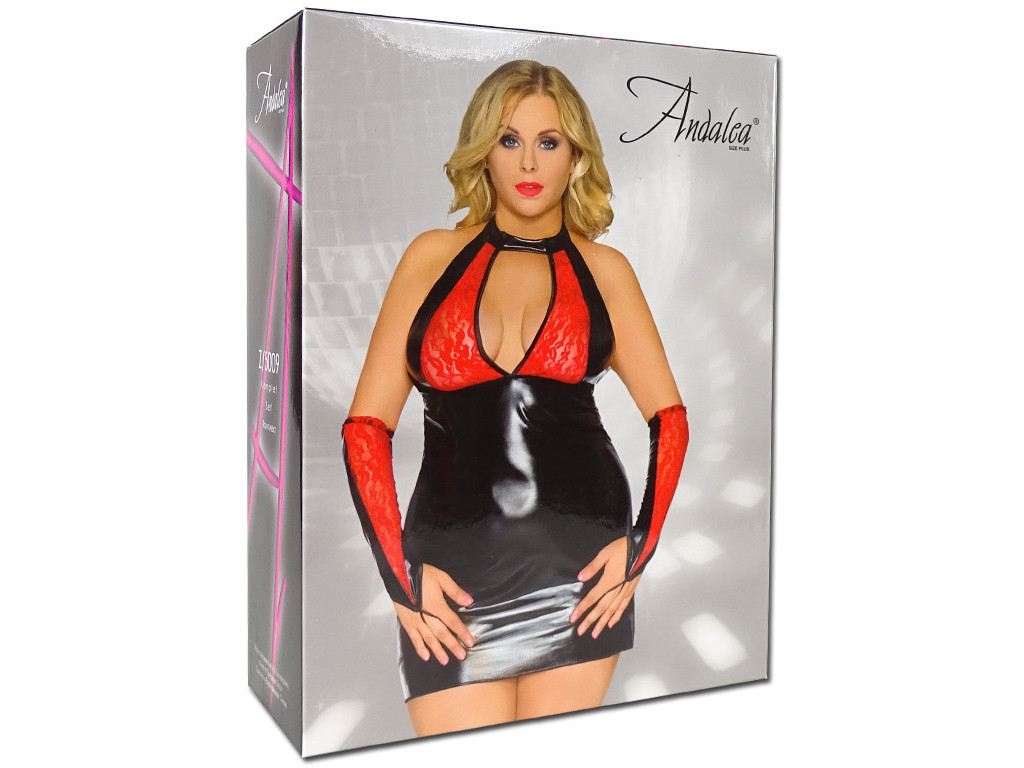 Black and red set large size wetlook lace - 5
