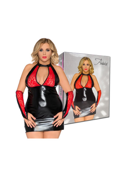 Black and red set large size wetlook lace - 4