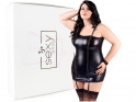 Black wet look dress tied up at the back size plus - 3