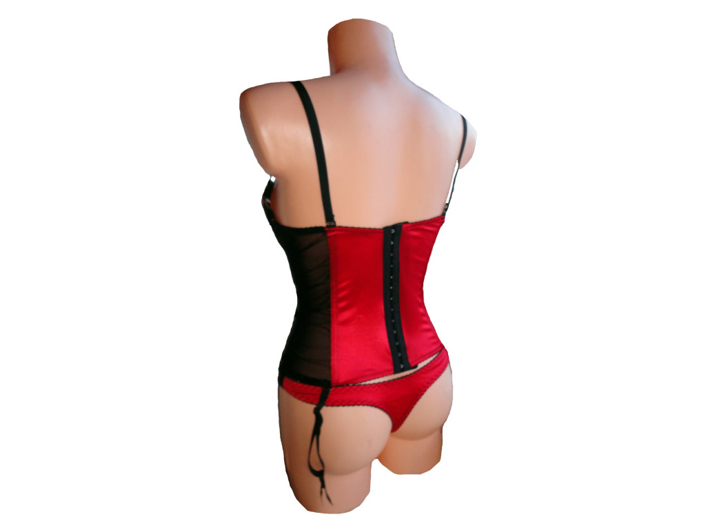 GORSET KOMPLET BIELIZNY PUSH UP CZERWONY