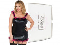 Black wetlook dress large size with frill - 5