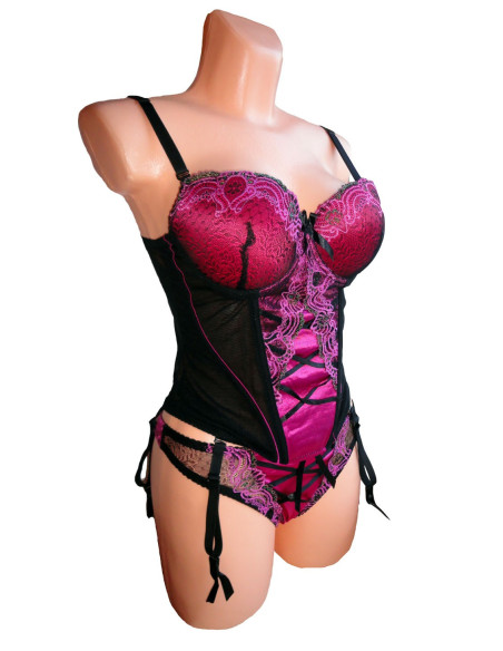Korzet PUSH UP PINK UNDERWEAR SET