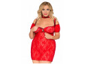 Erotické šaty z červenej čipky veľkosti Plus - 1