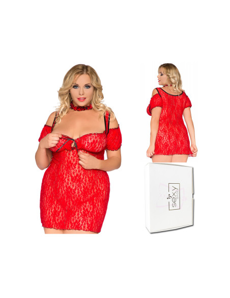 Red lace erotic dress large size - 4